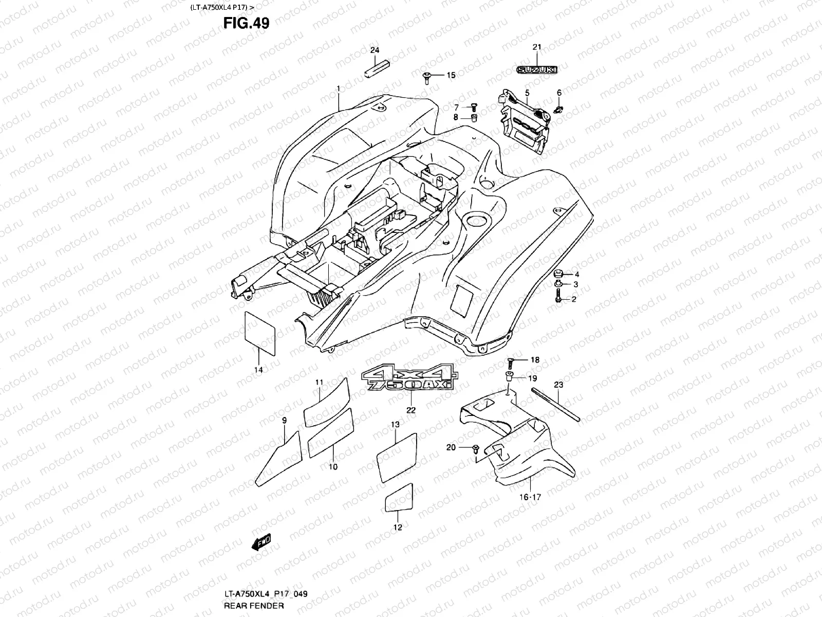 REAR FENDER (LT-A750XL4 P17)