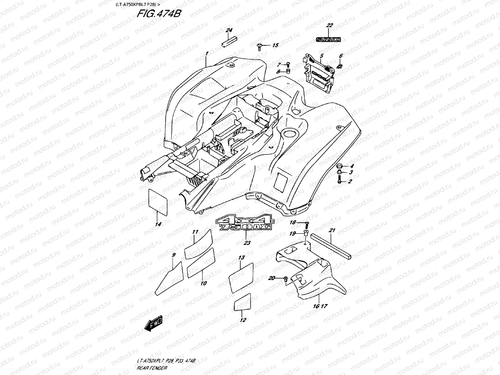 REAR FENDER (LT-A750XPBL7 P28)