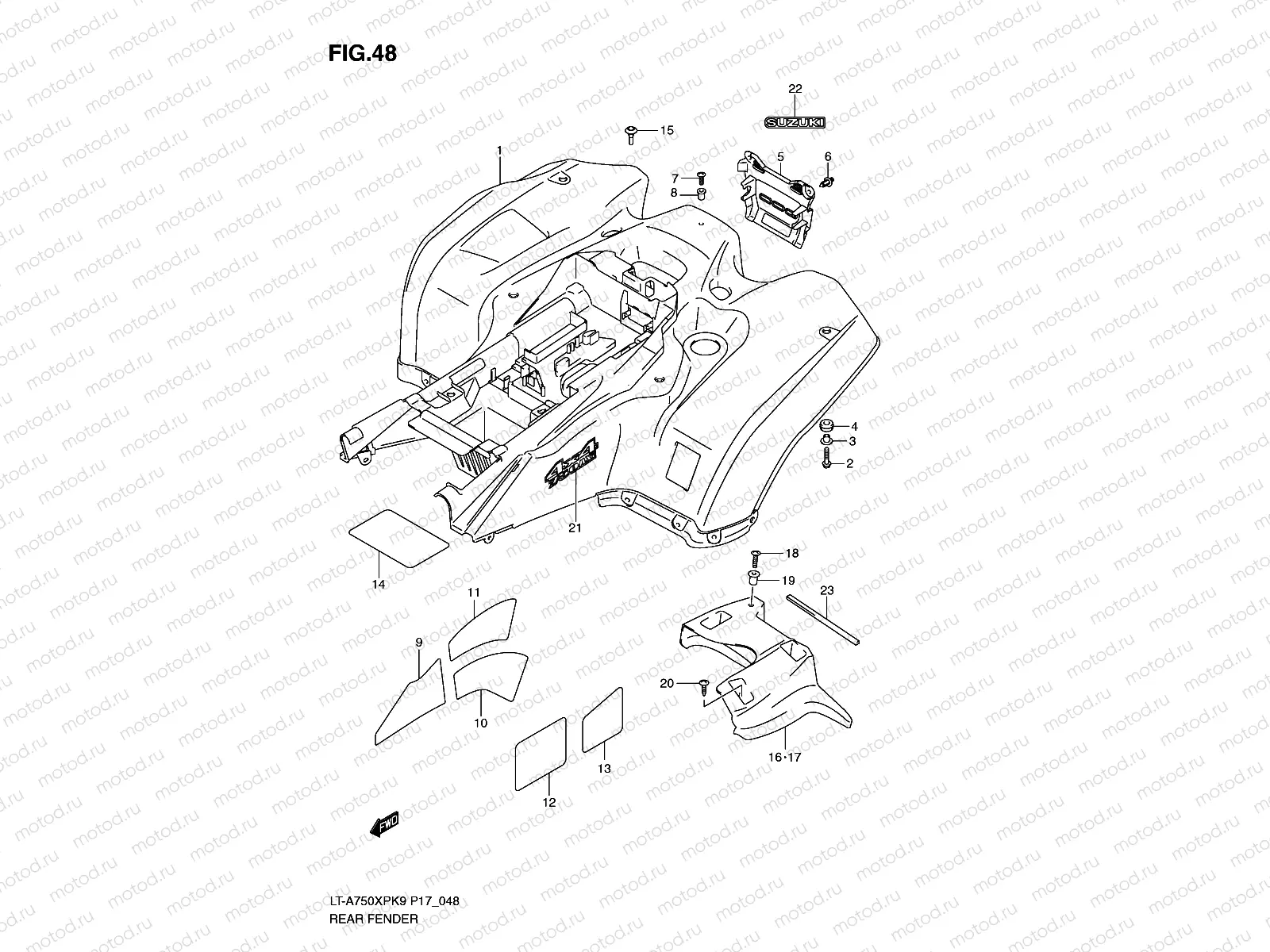 REAR FENDER (LT-A750XPK9 P17)