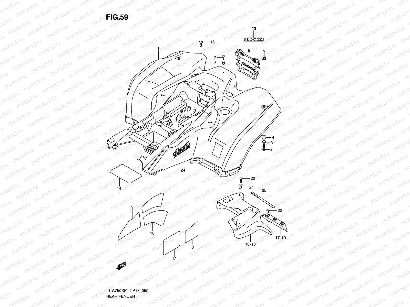 REAR FENDER (LT-A750XPL1 P17)