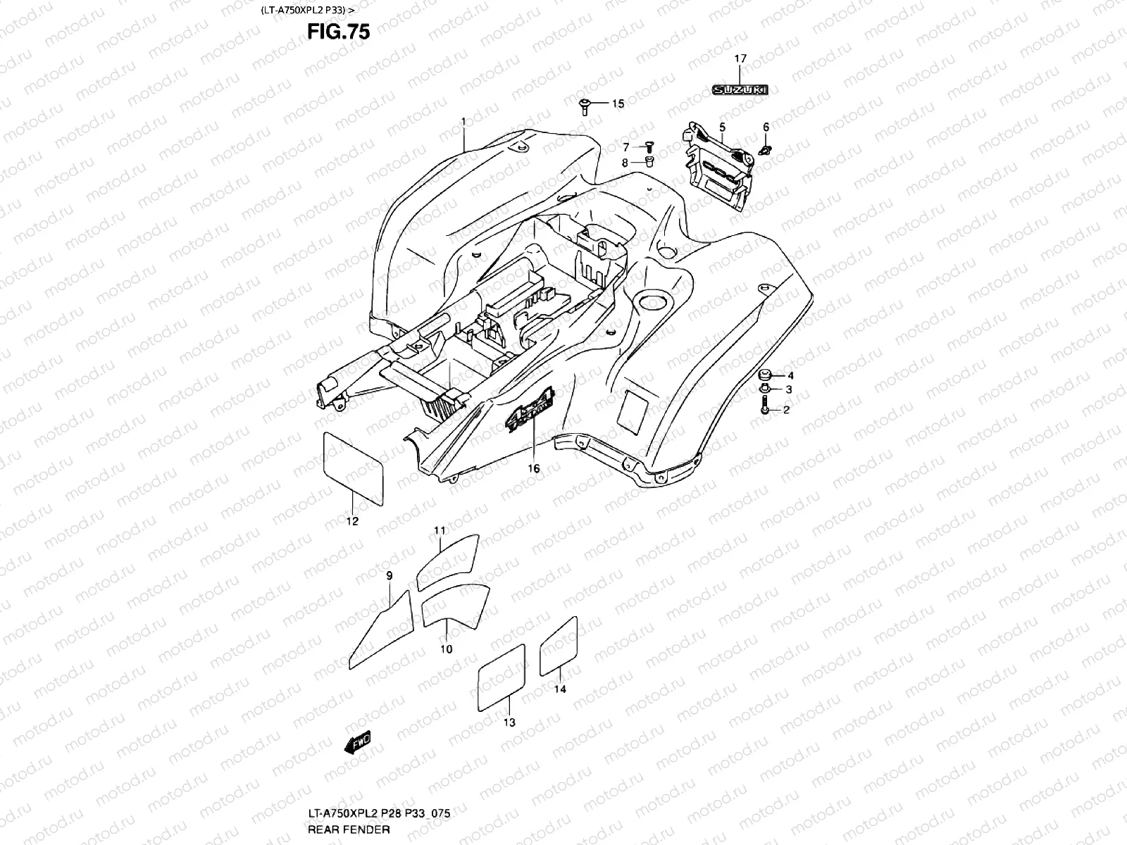 REAR FENDER (LT-A750XPL2 P33)