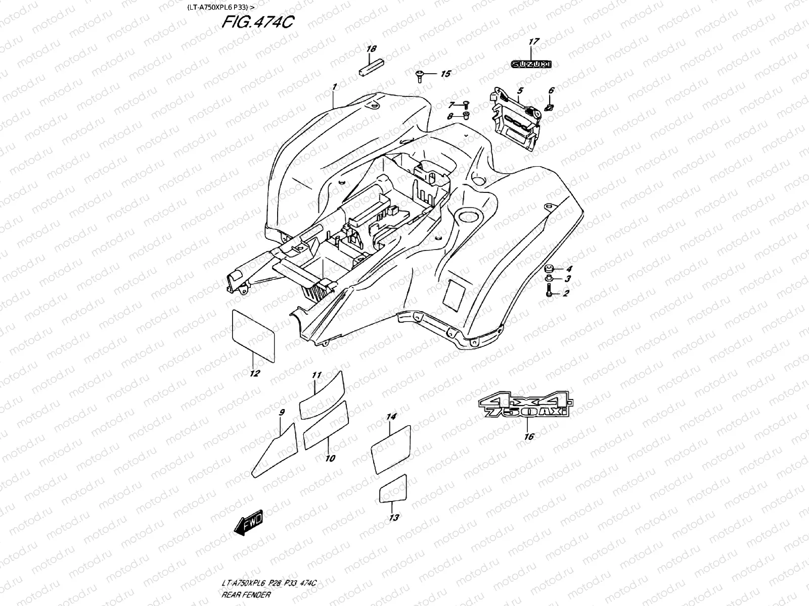 REAR FENDER (LT-A750XPL6 P33)