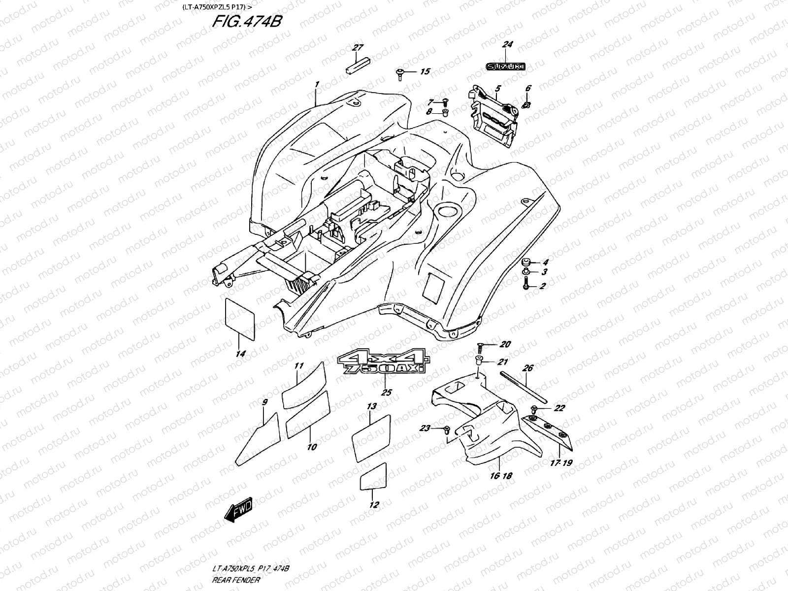 REAR FENDER (LT-A750XPZL5 P17)