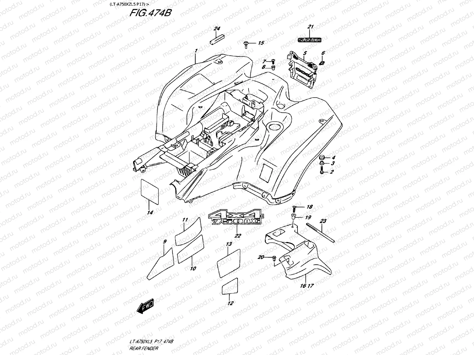REAR FENDER (LT-A750XZL5 P17)