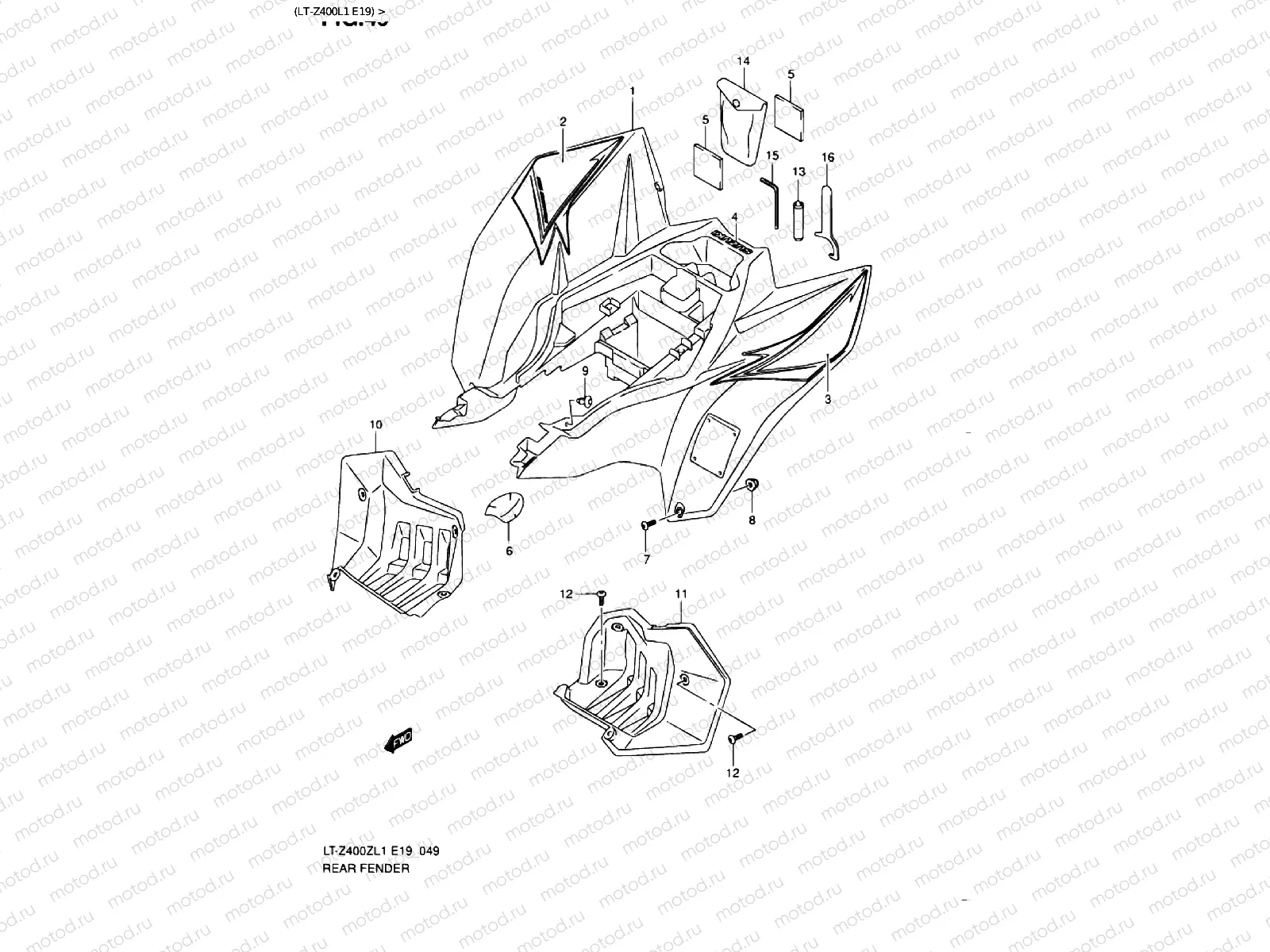REAR FENDER (LT-Z400L1 E19)