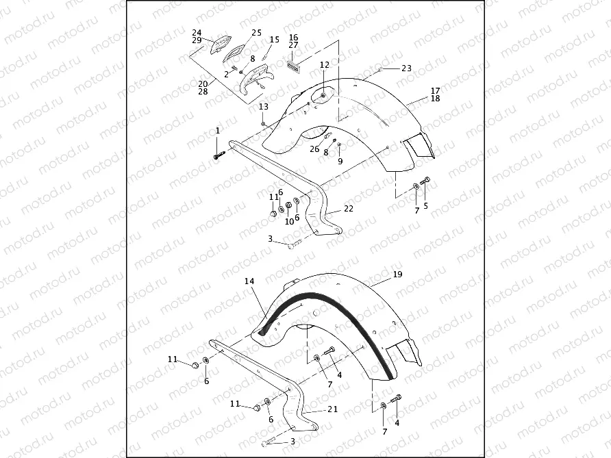 REAR FENDER & SUPPORTS - FLSTC, FLSTF & FLSTS