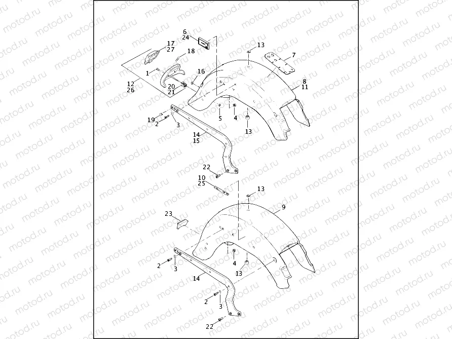 REAR FENDER & SUPPORTS - FLSTC/I, FLSTF/I & FLSTS/I
