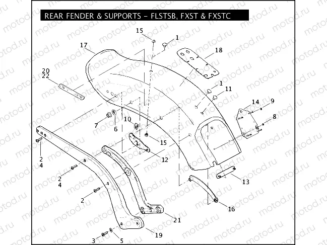 REAR FENDER & SUPPORTS - FLSTSB, FXST & FXSTC