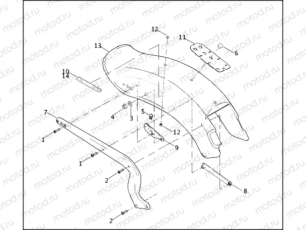 REAR FENDER & SUPPORTS - FXST/I, FXSTS/I & FXSTB/I