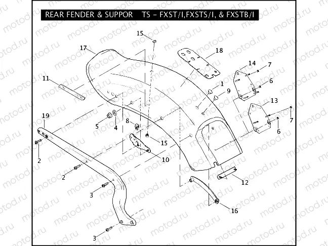 REAR FENDER & SUPPORTS - FXST/I, FXSTS/I, & FXSTB/I