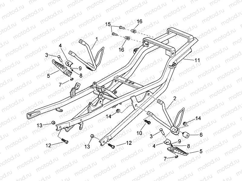Rear footrests