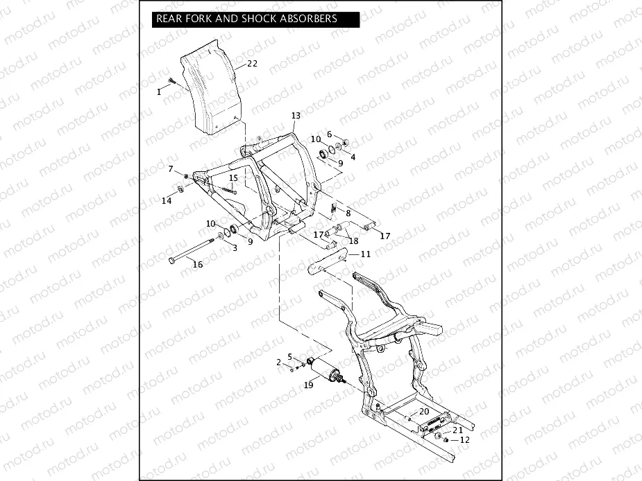 REAR FORK AND SHOCK ABSORBERS