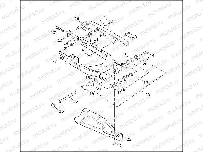 REAR FORK, DEBRIS DEFLECTOR & BELT GUARD