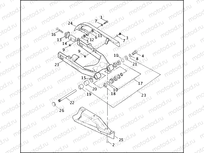 REAR FORK, DEBRIS DEFLECTOR & BELT GUARD