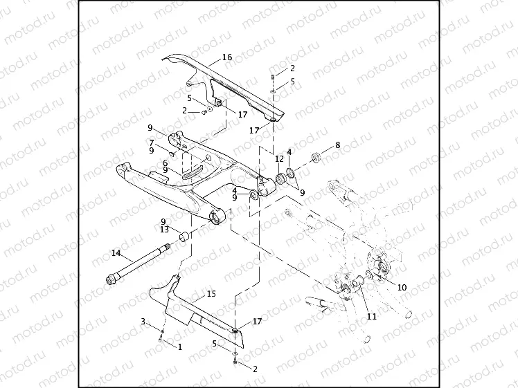 REAR FORK, DEBRIS DEFLECTOR & BELT GUARD
