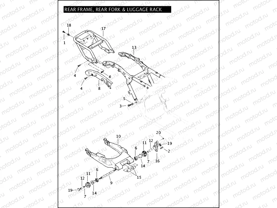 REAR FRAME, REAR FORK & LUGGAGE RACK