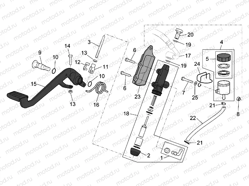 Rear master cylinder