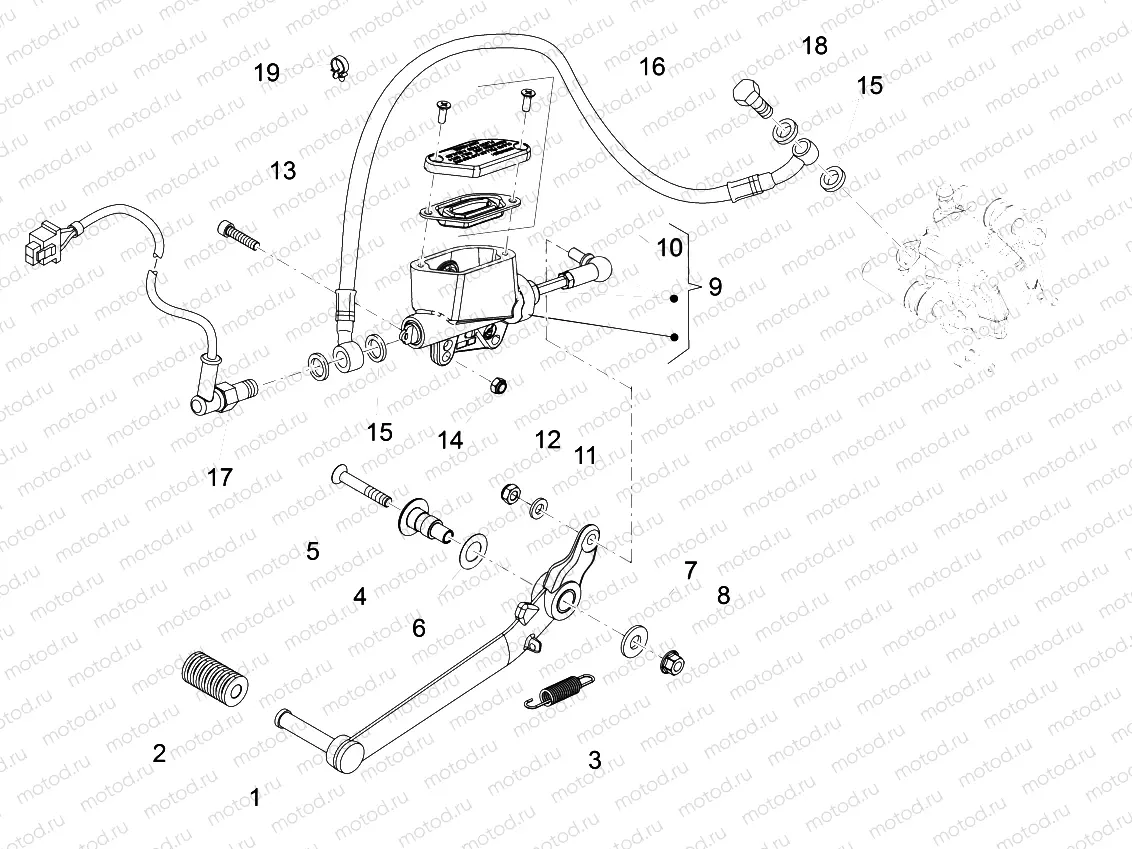 Rear master cylinder