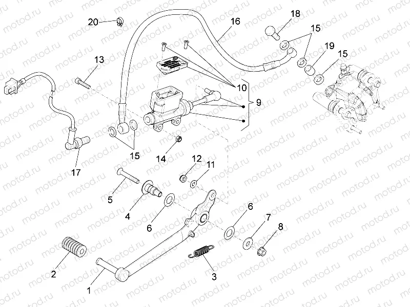 Rear master cylinder