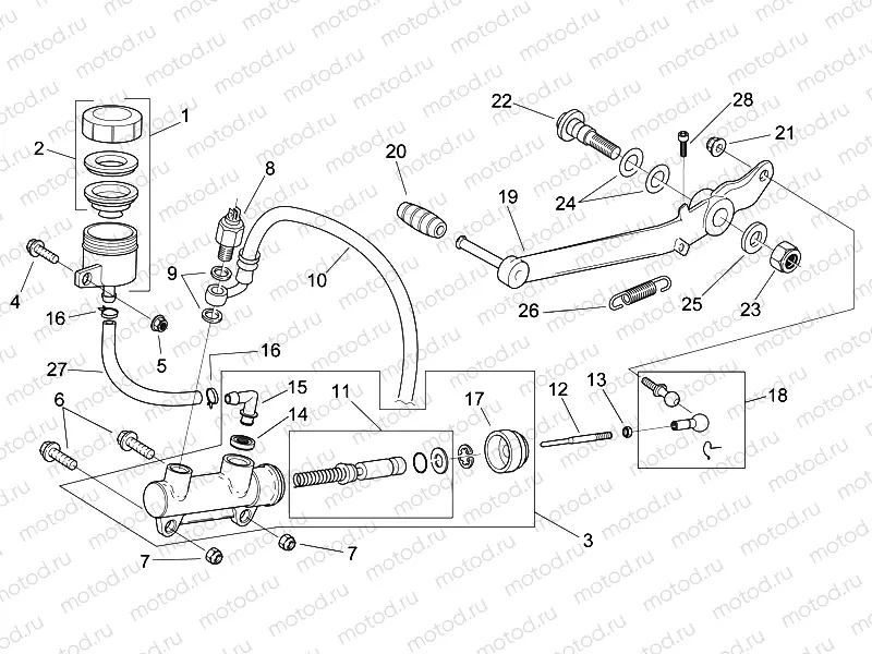 Rear master cylinder