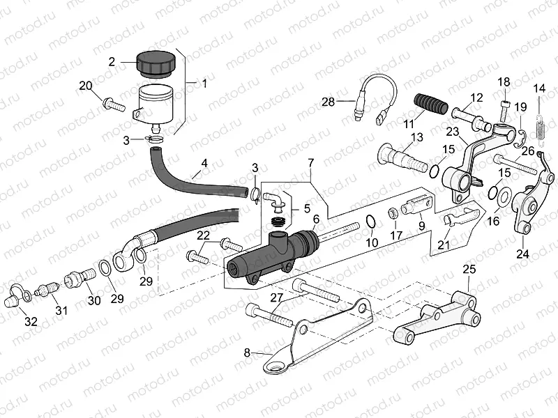Rear master cylinder