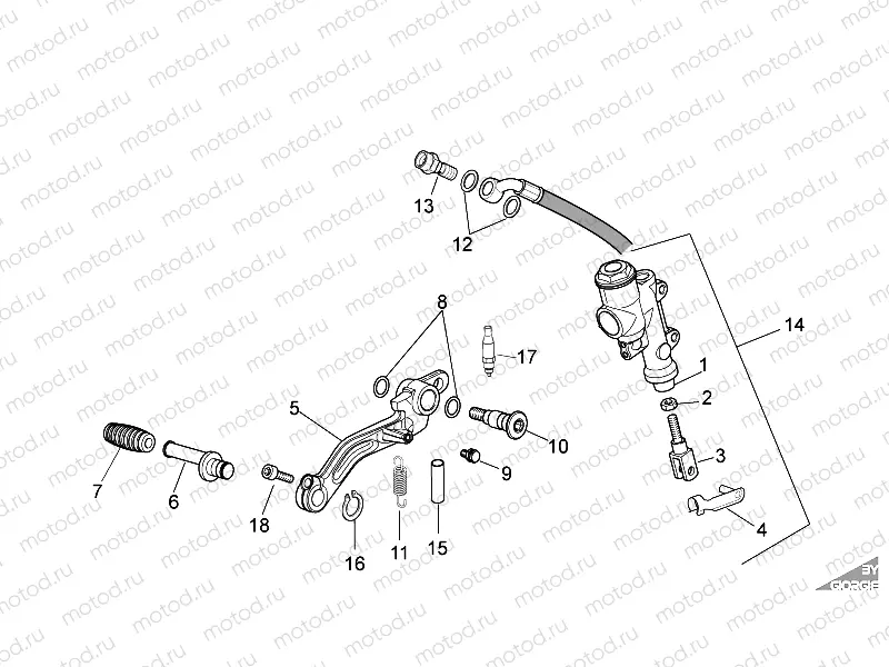 Rear master cylinder