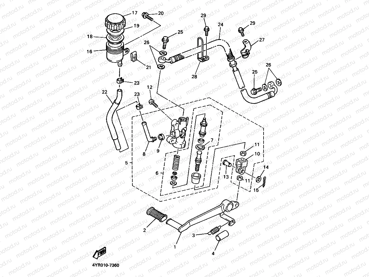 Rear mastic cylinder