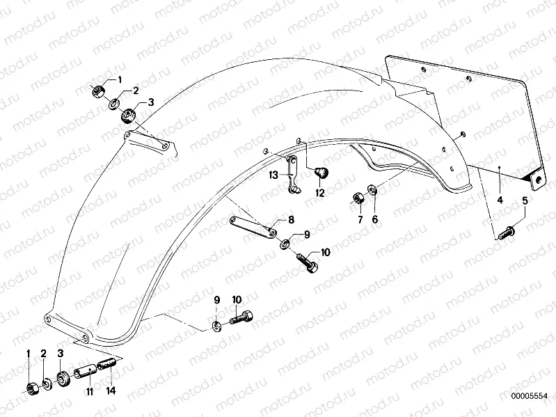 Rear mudguard mounting parts