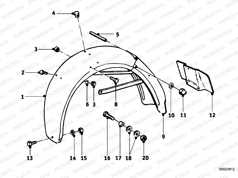Rear mudguard mounting parts
