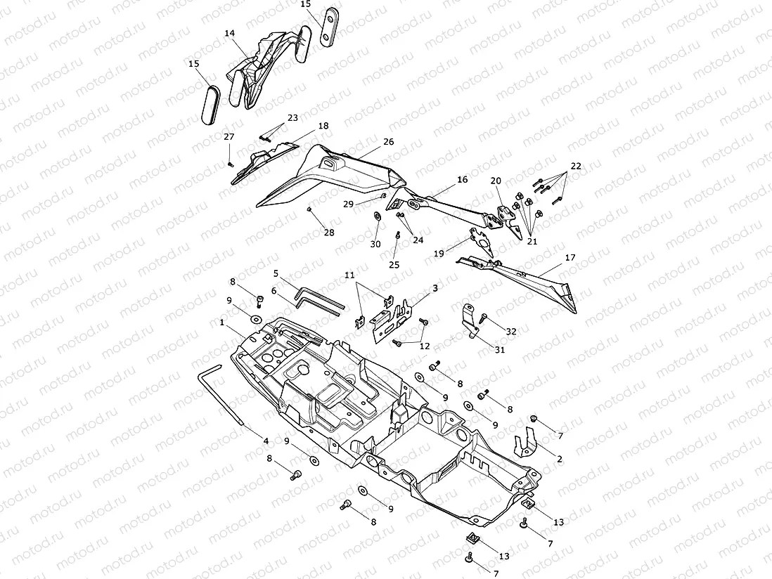 Rear Mudguard & No Plate Brkt