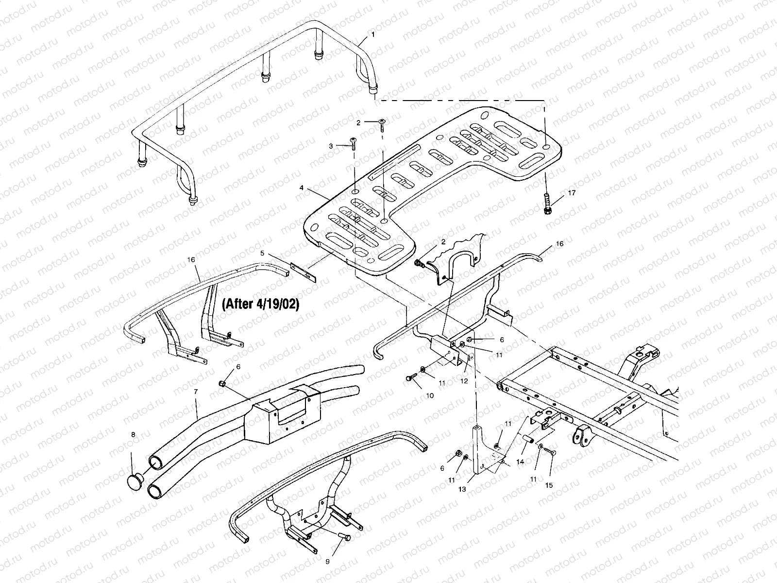 REAR RACK MOUNTING - A02CD32AA/AB/AC/FB (4970147014A06) | REAR RACK MOUNTING - A02CD32AA/AB/AC/FB (4970147014A06)