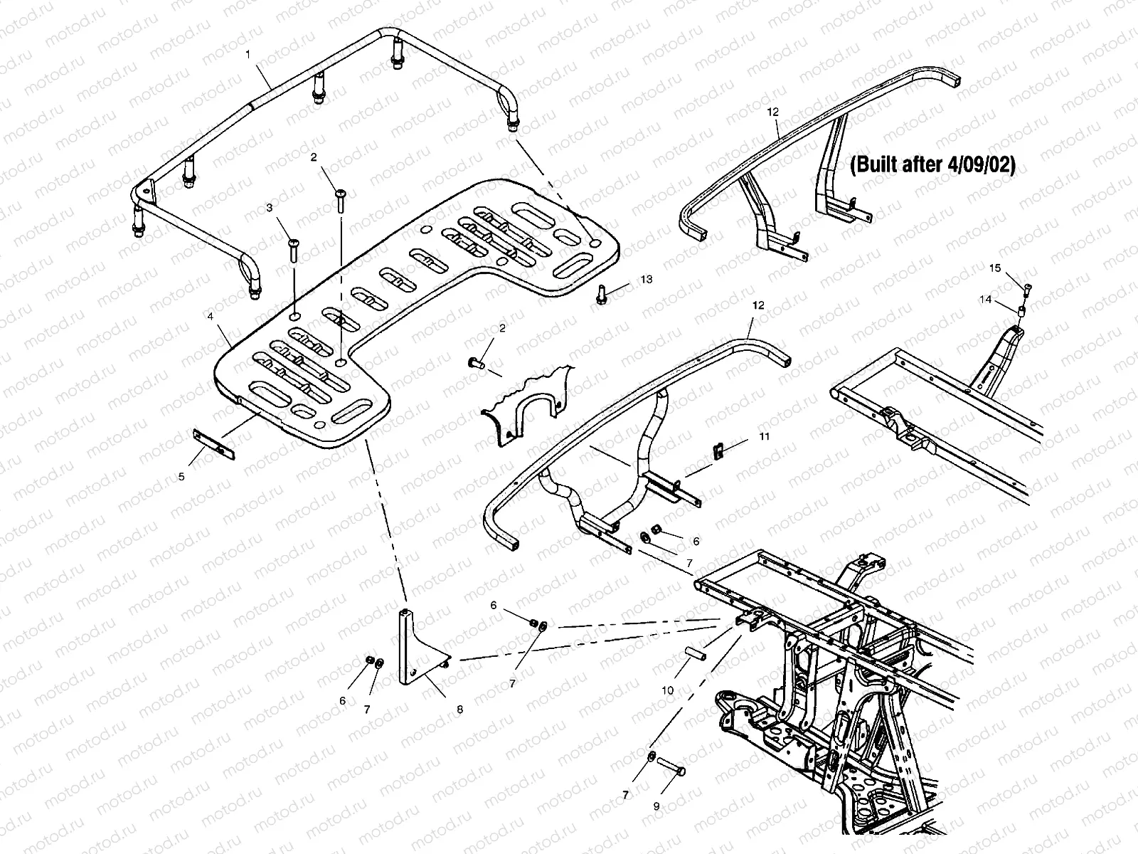 REAR RACK MOUNTING (If Built Before 9/03/01) - A02CH68AA/AB/AC/CA/CB (4966346634A06) | REAR RACK MOUNTING (If Built Before 9/03/01) - A02CH68AA/AB/AC/CA/CB (4966346634A06)