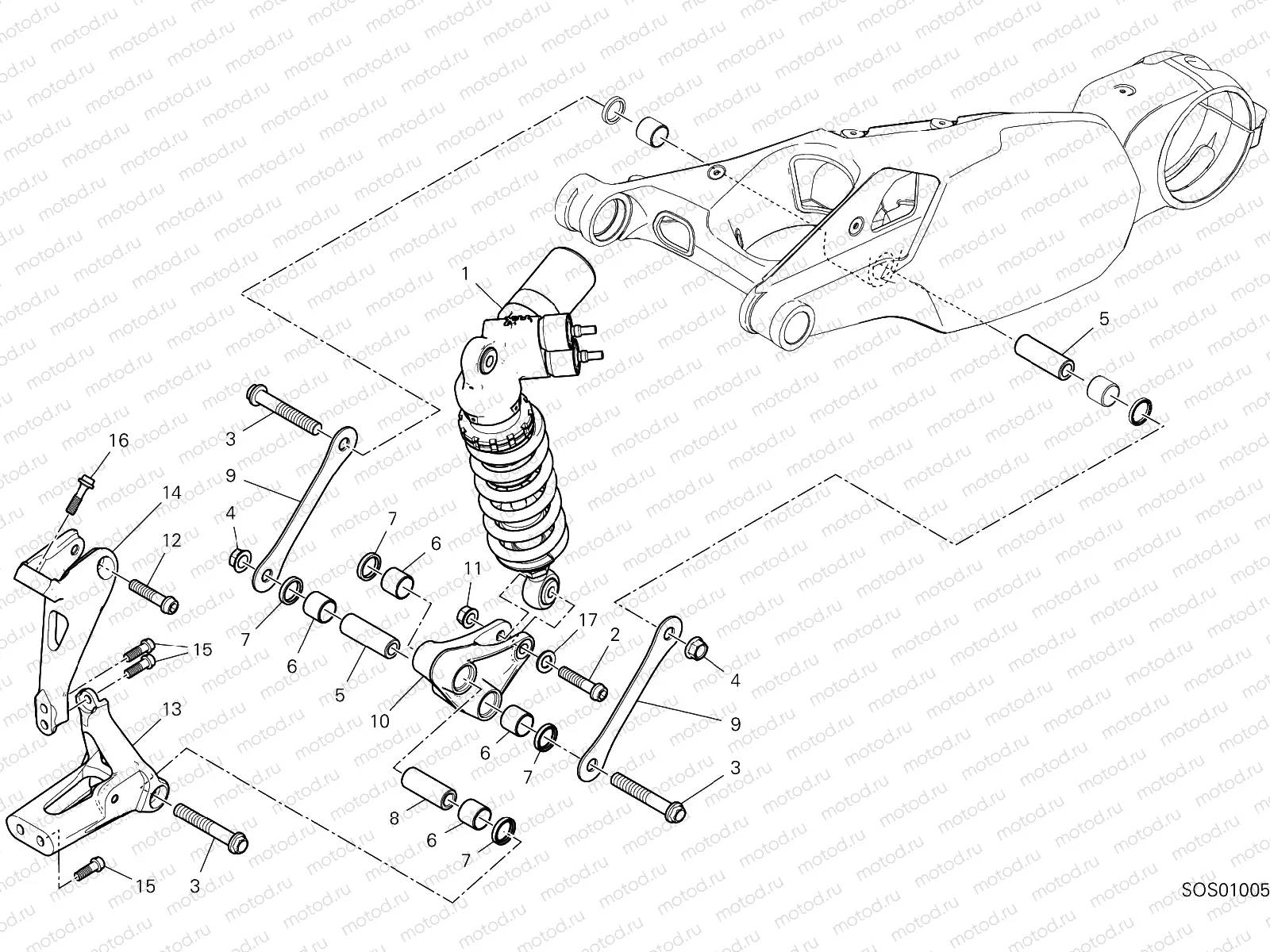 REAR SHOCK ABSORBER [MOD:PANV4 S;XST:BLG,EUR,GSO,JAP,ROK]