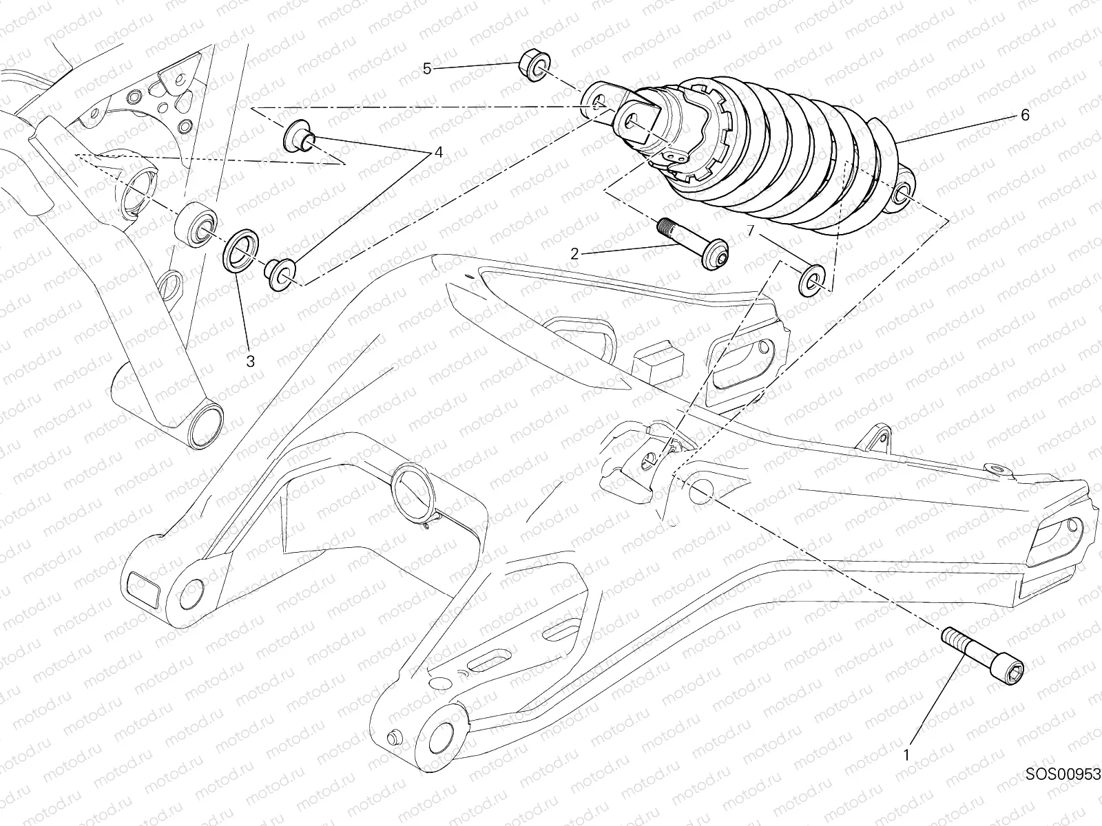REAR SHOCK ABSORBER [MOD:SCR800DK]