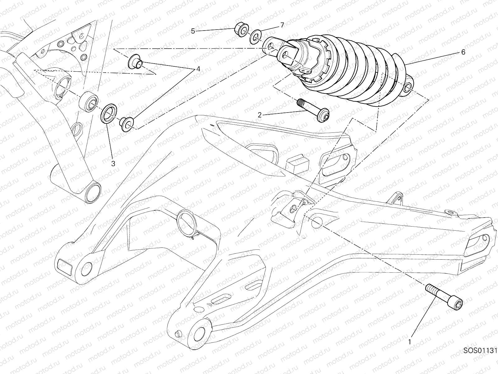 REAR SHOCK ABSORBER [MOD:SCR800NS;XST:EUR,GSO,ROK,TWN]