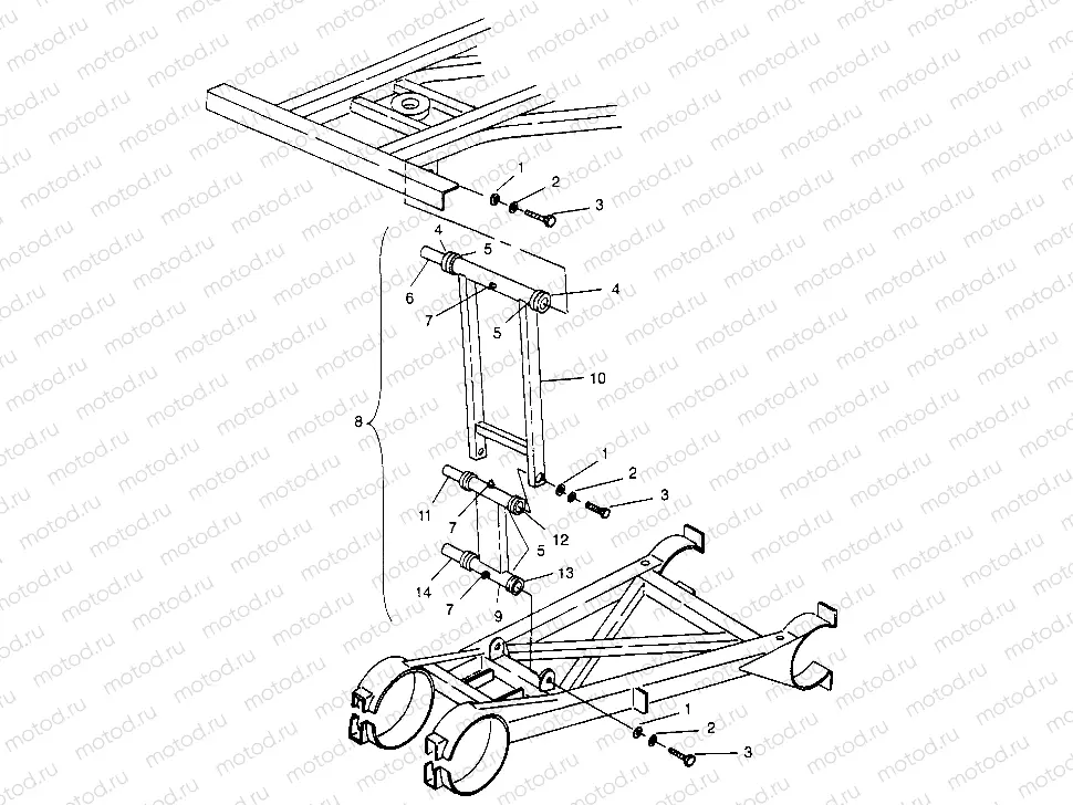 REAR STRUT STABILIZER ASSEMBLY 6x6 400L - U.S.  W958740 | REAR STRUT STABILIZER ASSEMBLY 6x6 400L - U.S.  W958740, SWEDISH  S958740 a (4930273027D001)