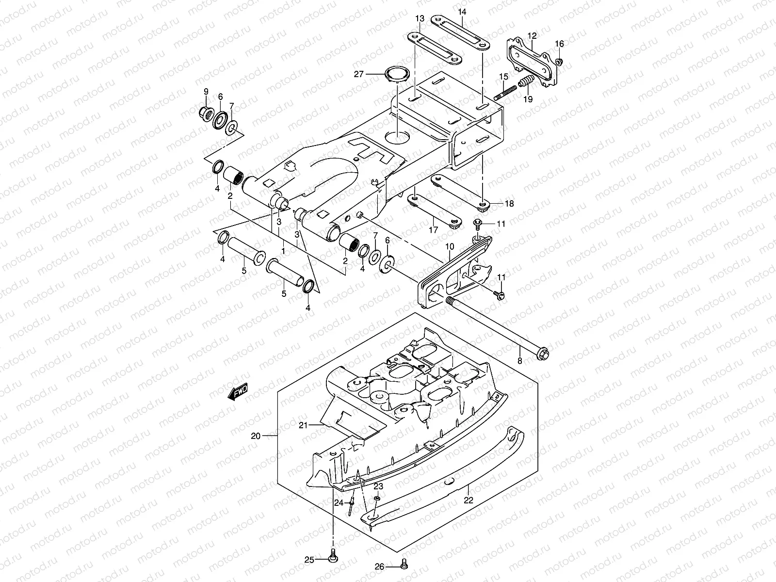 REAR SWINGING ARM (MODEL K3 F.NO.32113658~)