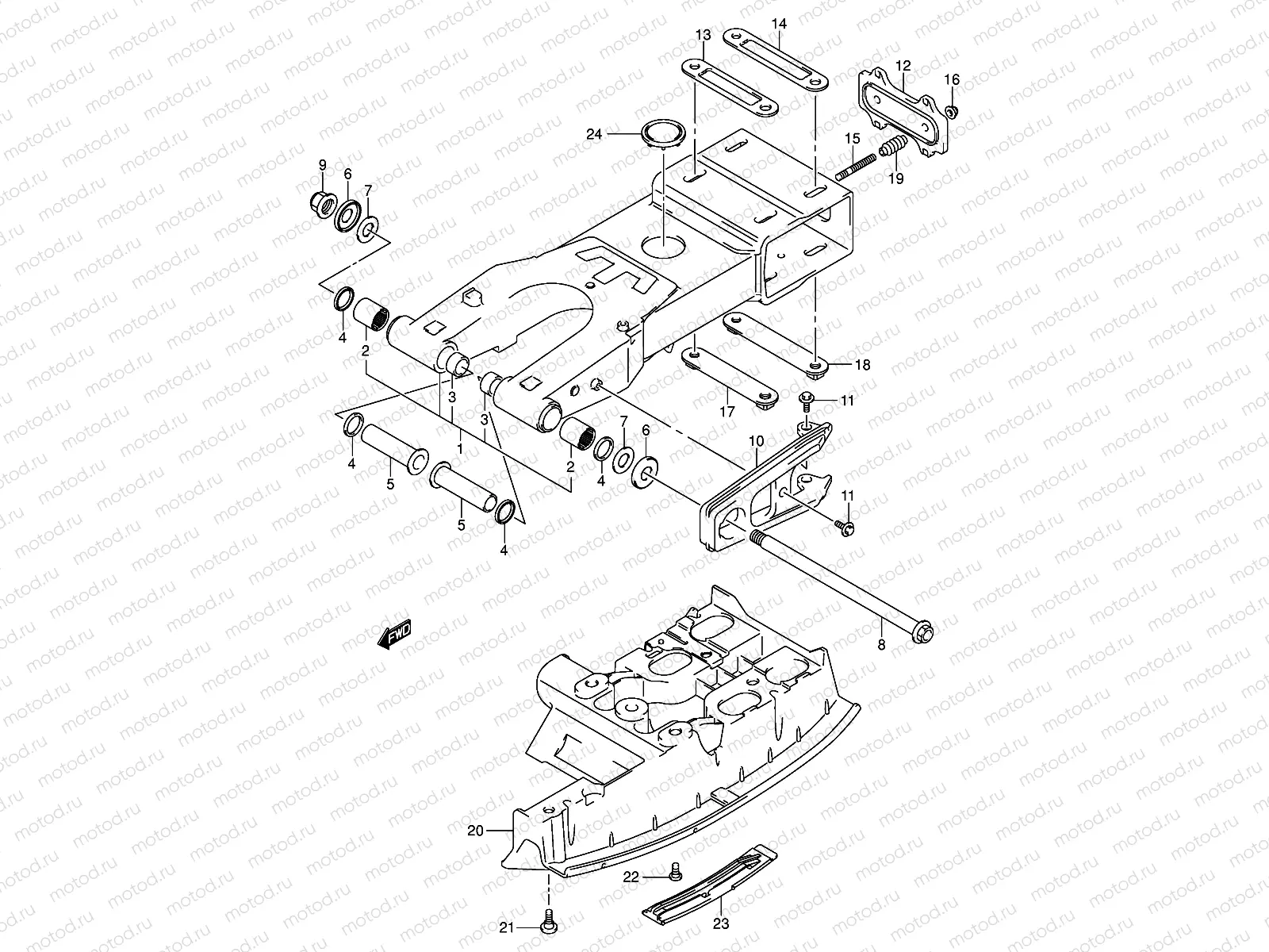 REAR SWINGING ARM (MODEL K3~F.NO.32113657)
