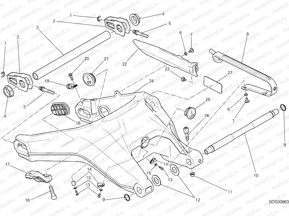 REAR SWINGING ARM [MOD:SCR800CR;XST:EUR,ROK,TWN]
