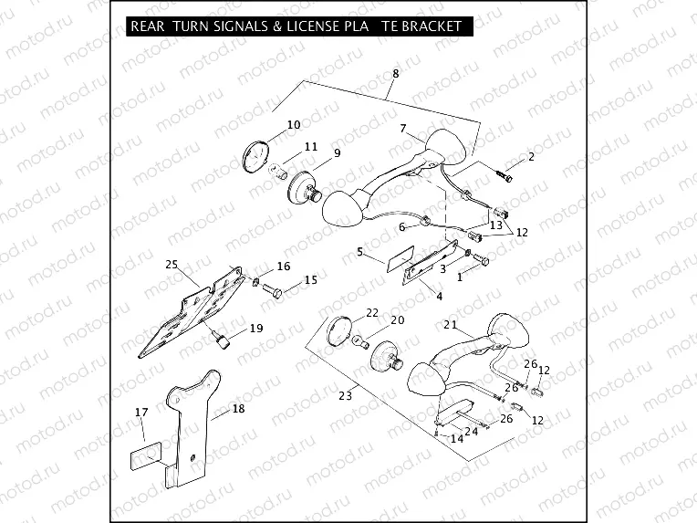 REAR TURN SIGNALS & LICENSE PLATE BRACKET