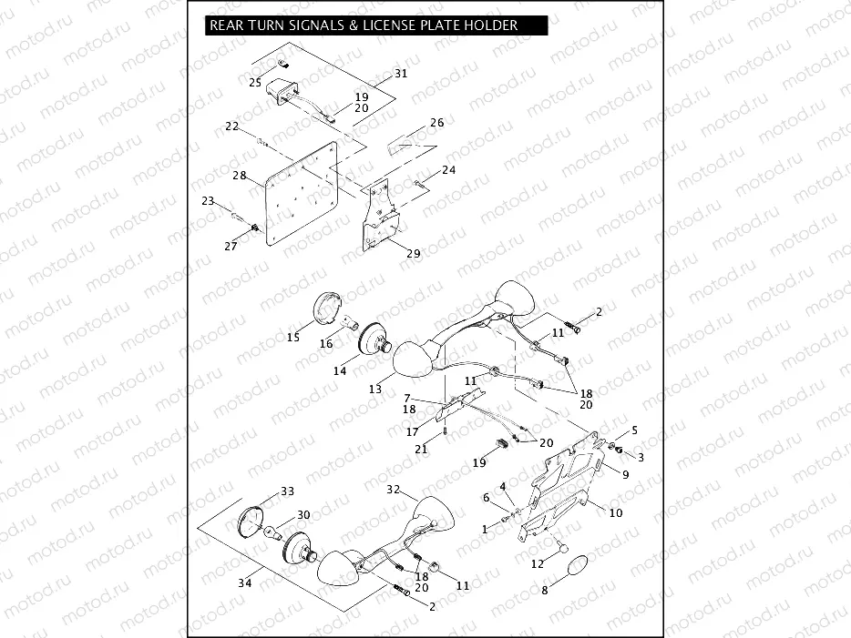 REAR TURN SIGNALS & LICENSE PLATE HOLDER