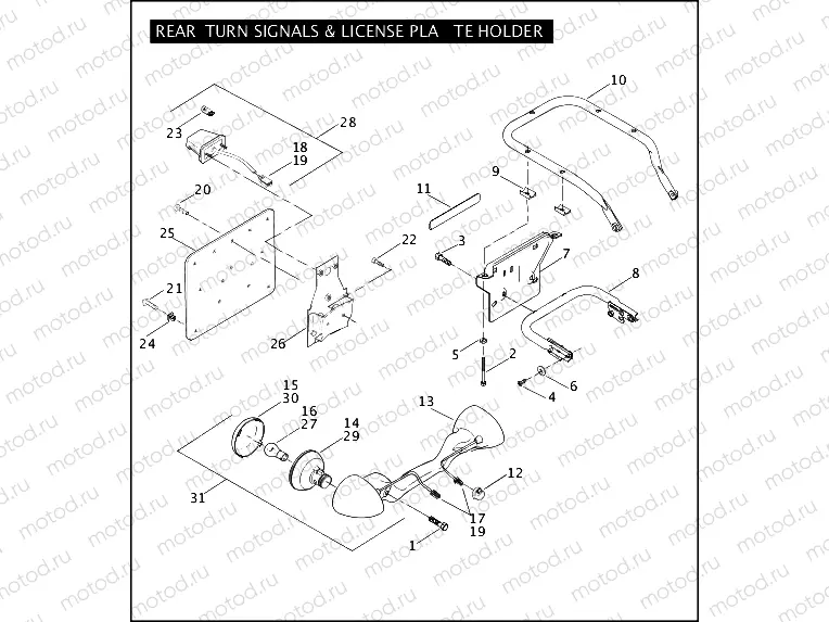 REAR TURN SIGNALS & LICENSE PLATE HOLDER