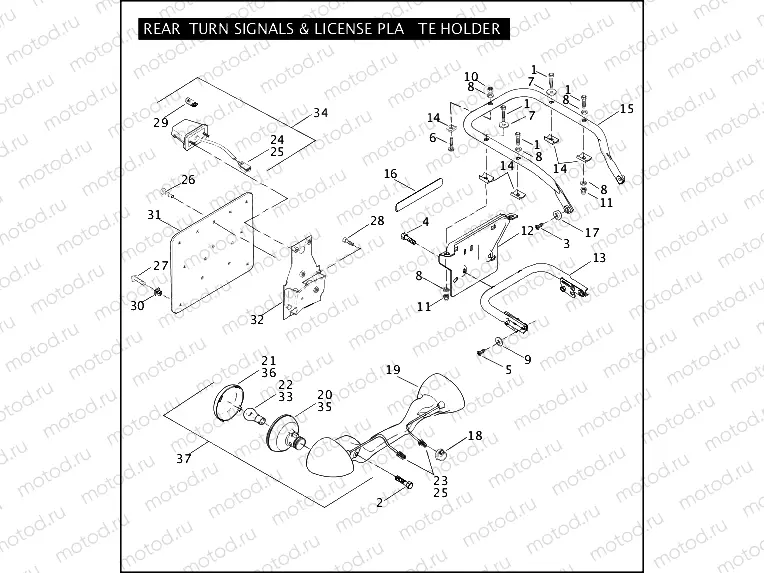 REAR TURN SIGNALS & LICENSE PLATE HOLDER