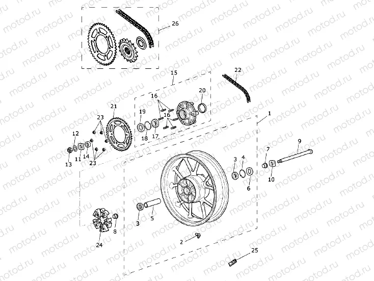 Rear Wheel > 914972 - All Expt BR & IN, > 917474 - BR & IN Only