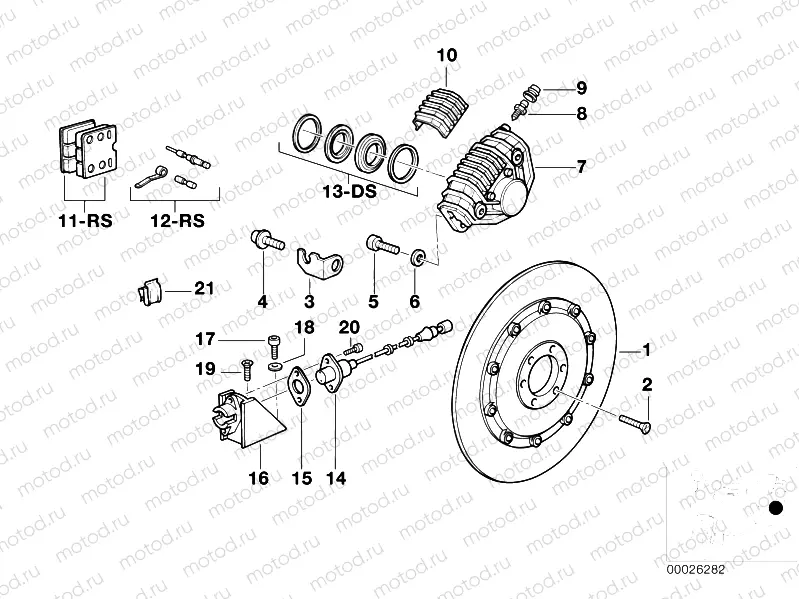 Rear wheel brake, ABS