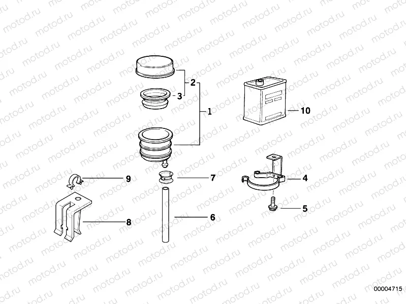 Rear wheel brake, fluid container