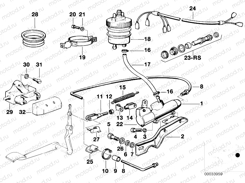 Rear wheel brake,brake master cylinder