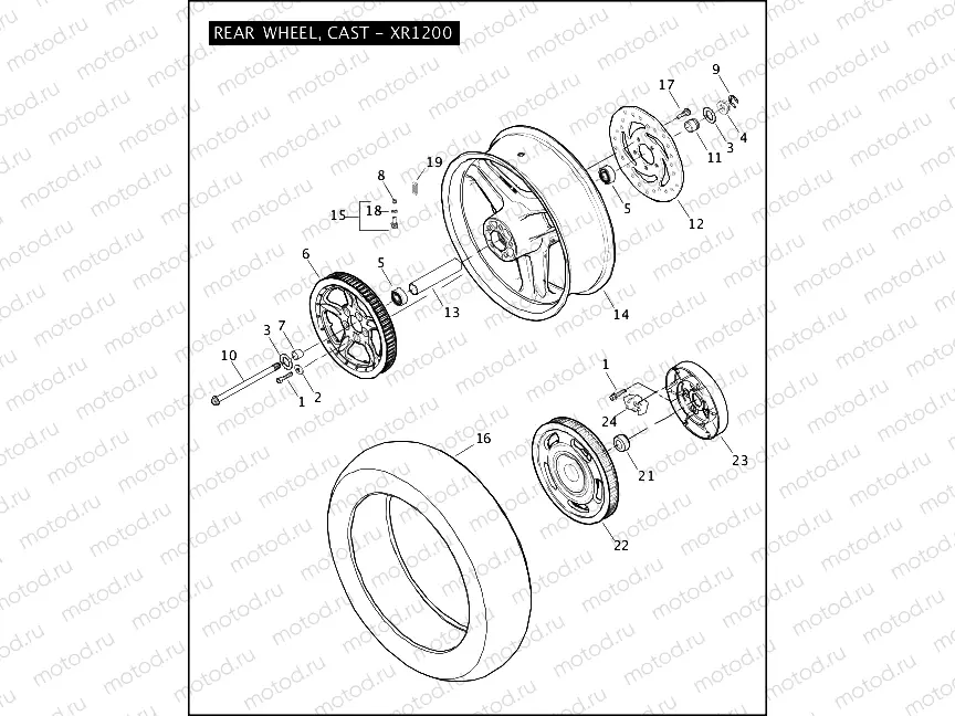 REAR WHEEL, CAST - XR1200