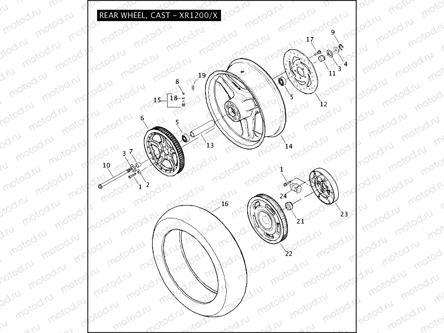 REAR WHEEL, CAST - XR1200/X