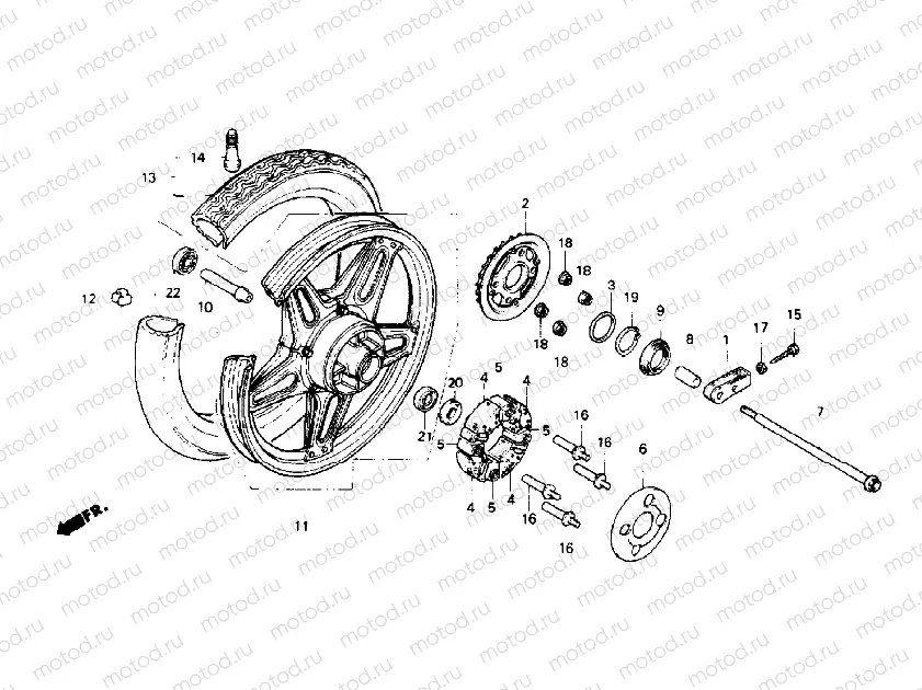 Rear wheel (CB250NDB,CB400NB)